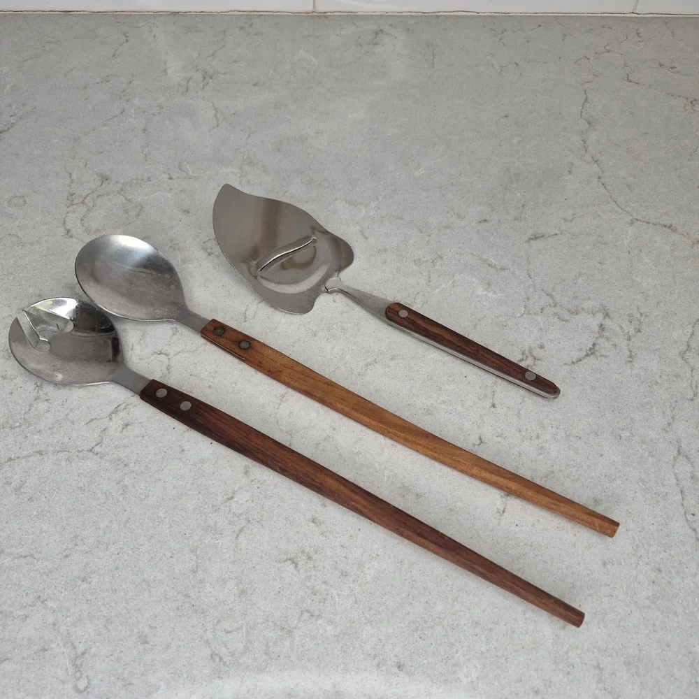 Unbranded Serving Set MCM Wood Handle Brown Japan